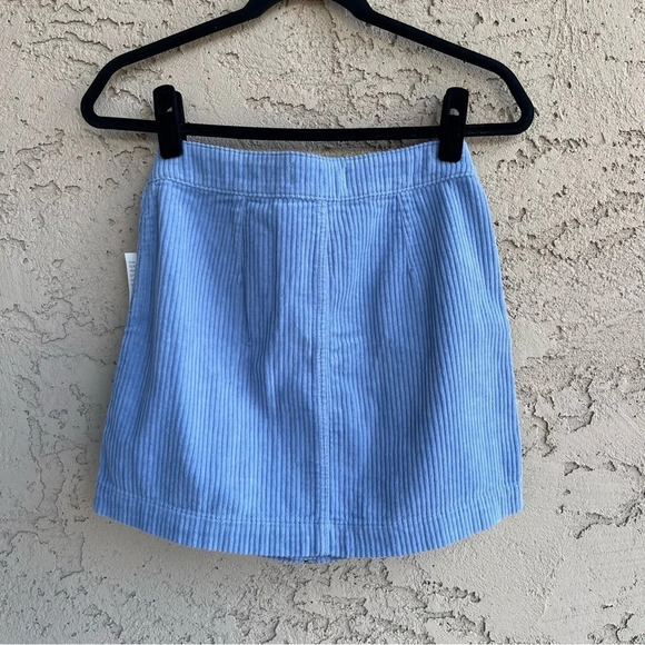 NWT PacSun Elsa Blue Corduroy Button Zip Short Mini Skirt Women's Size 24 - Picture 4 of 4